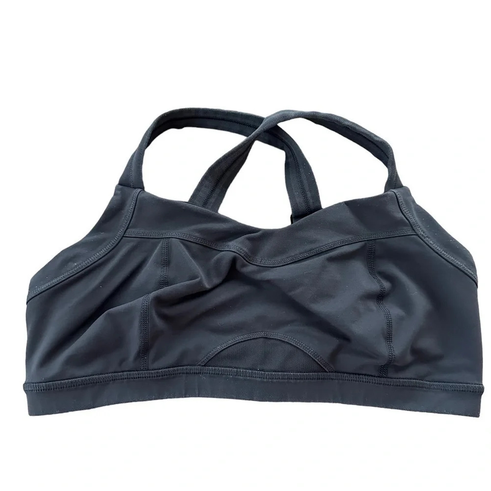 Lululemon‎ Womens 8/10 Black Cross Back Sports Bra No pads Running Activewear